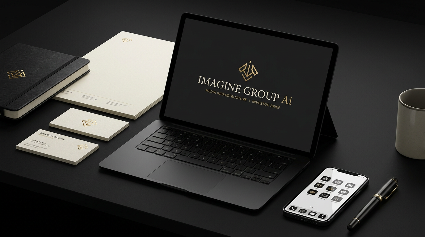 Imagine Group brand applications across digital and print surfaces